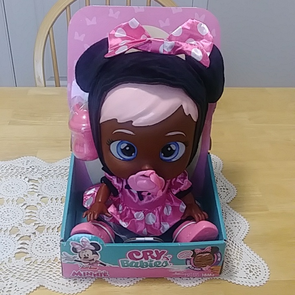 Disney Cry Babies Minnie Mouse Baby Doll, Pink, 12" NEW